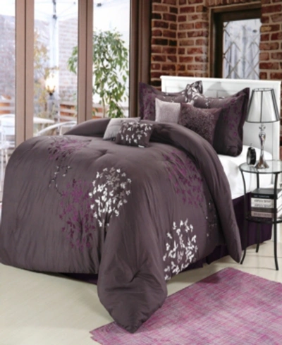 Shop Chic Home Cheila 12 Piece Queen Comforter In Purple