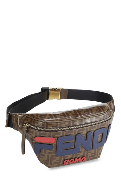 Pre-owned Fendi X Fila Brown Coated Zucca Spalmati Mania Belt Bag