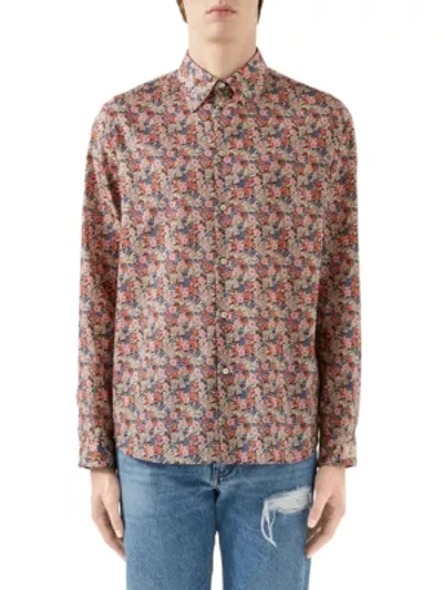 Shop Gucci Men's Boxy Shirt In Flame Pink