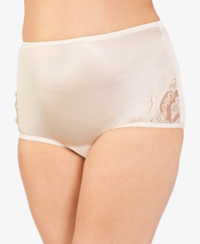Vanity Fair Perfectly Yours Lace Nouveau Nylon Brief Underwear 13001, Extended Sizes Available In Fawn (nude 5)