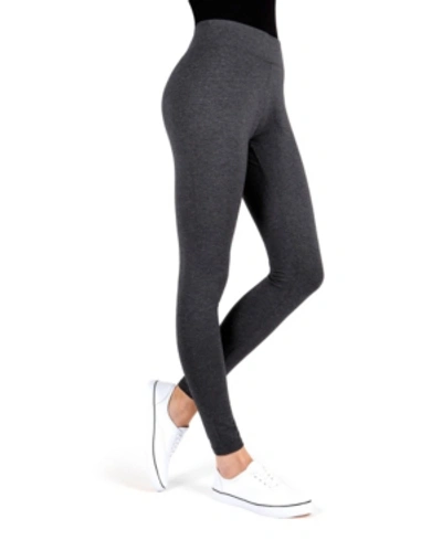 Shop Memoi Women's Basic Cotton Leggings In Gray Heather
