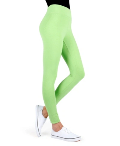 Shop Memoi Women's Basic Cotton Leggings In Jade Lime