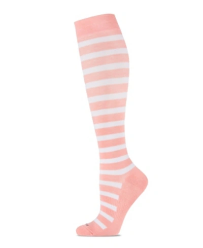 Shop Memoi Cabana Stripe Women's Compression Socks In Pink