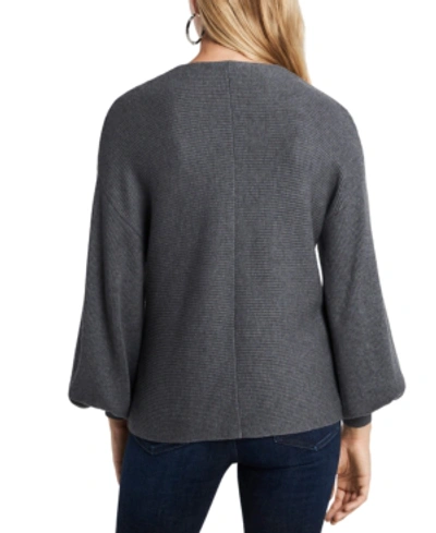Shop 1.state Rib-knit Puff-sleeve Sweater In Med Htr Grey
