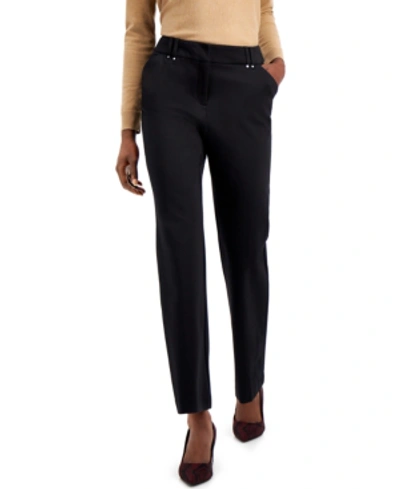 Shop Alfani Solid Straight-leg Trousers, Created For Macy's In Deep Black