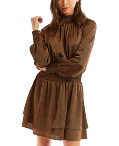 Shop Allison New York Women's Mini Dot Smocked Dress In Rust