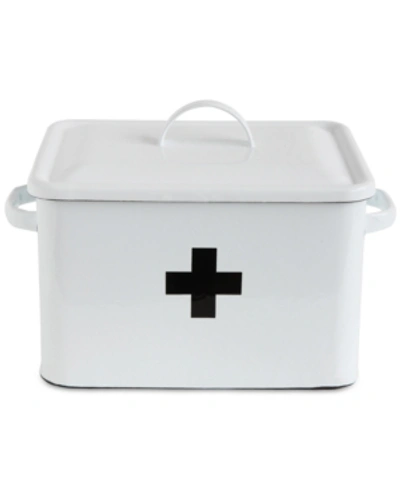 Shop 3r Studio Enameled Metal First Aid Box With Lid And Swiss Cross, White And Black