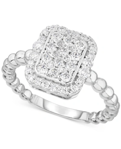 Forever Grown Diamonds Lab-created Diamond Rectangle Cluster Halo Statement Ring (3/4 Ct. T.w.) In Sterling Silver In Sterling Silver