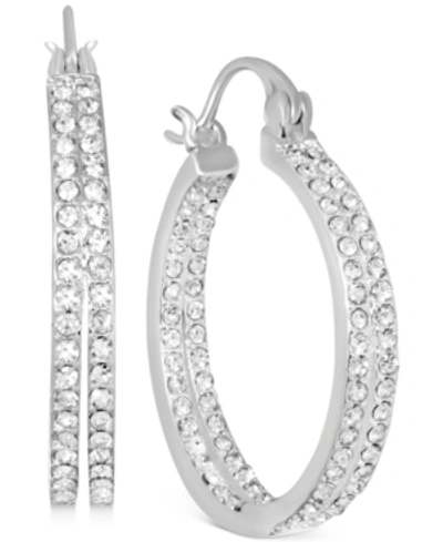 Shop Essentials Crystal Small Double Hoop Earrings In Silver-plate Or Gold Plate, 1"