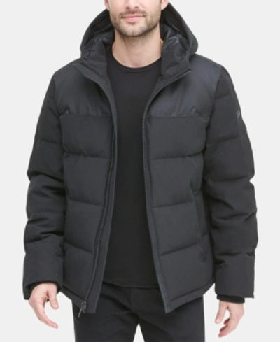 Shop Dkny Men's Mixed-media Puffer Coat, Created For Macy's In Dazzle Camo Red
