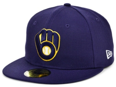 Shop New Era Milwaukee Brewers 100th Patch 59fifty Cap In Navy