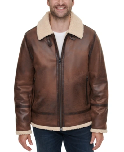 Shop Calvin Klein Men's Classic Faux Shearling B-3 Bomber Jacket In Brown