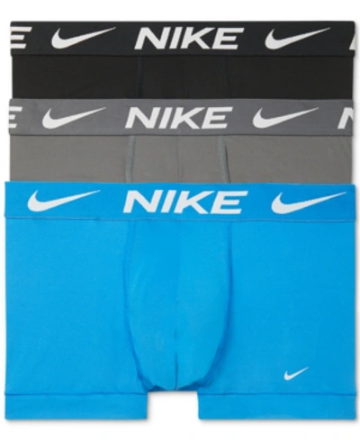 Shop Nike Men's 3-pack Essential Micro Trunk Briefs In Photo Blue/dark Grey/black