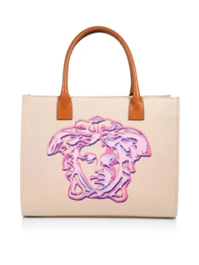 Shop Versace Women's Small Medusa Jacquard Tote In Neutral