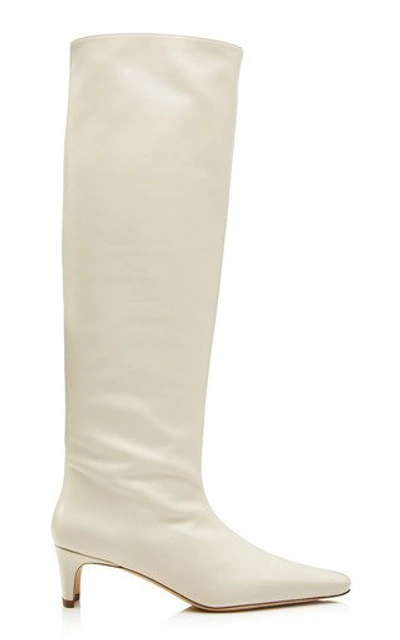 Shop Staud Wally Leather Boots In White