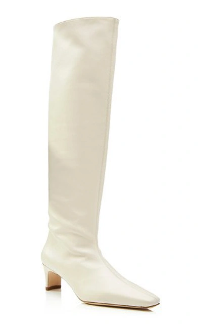 Shop Staud Wally Leather Boots In White
