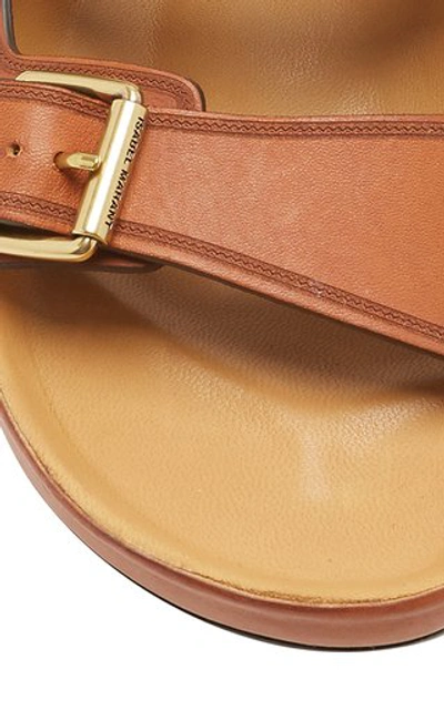 Shop Isabel Marant Lennyo Leather Slides In Brown