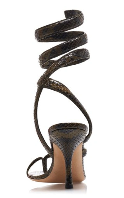 Shop Bottega Veneta Python Embossed Leather Sandals In Animal