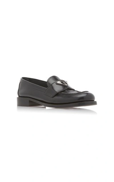 Shop Prada Leather Loafers In Black