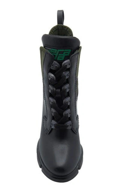 Shop Prada Neoprene-trimmed Leather Platform Ankle Boots In Black