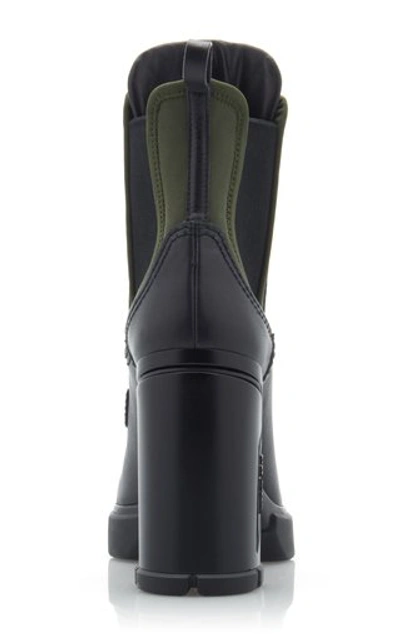 Shop Prada Neoprene-trimmed Leather Platform Ankle Boots In Black