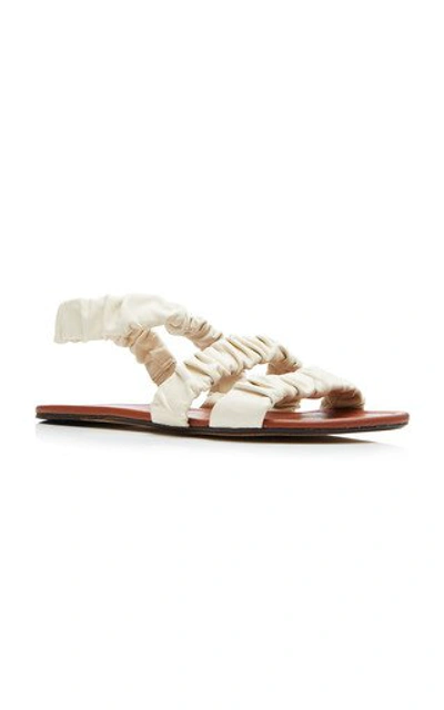 Shop Staud Ellie Ruched Sandals In White