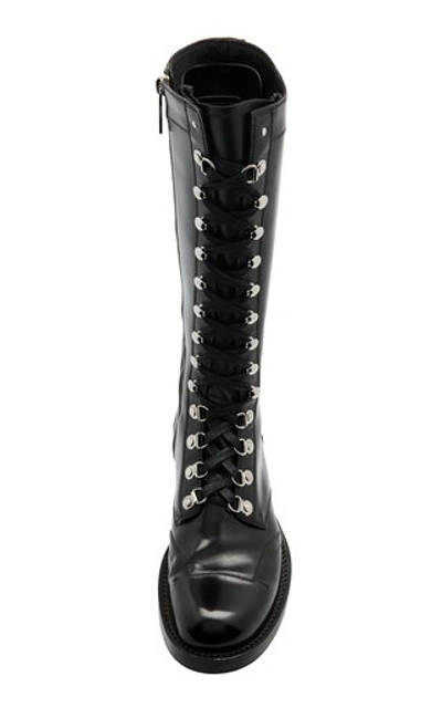 Shop Dolce & Gabbana Lace-up Leather Knee Boots In Black