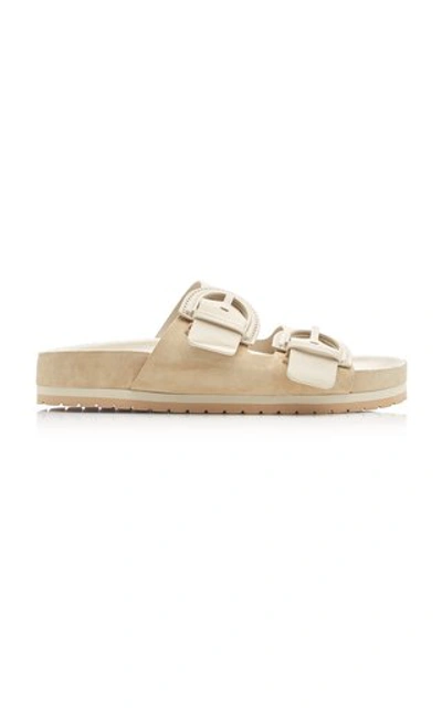 Shop Vince Women's Glyn Suede And Leather Slides In White