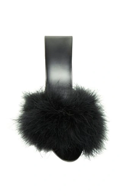 Shop Balenciaga Mono Feathered Satin Sandals In Black