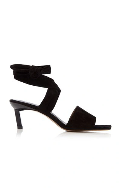 Shop Ganni Suede Sandals In Black