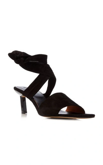 Shop Ganni Suede Sandals In Black