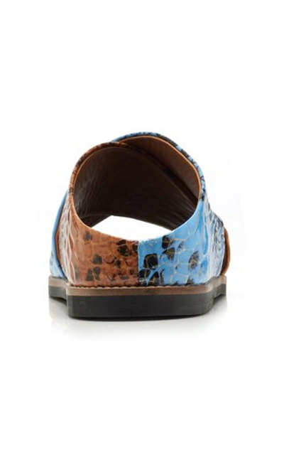 Shop Ganni Two Tone Leather Slides In Multi