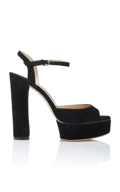 Shop Jimmy Choo Peachy Suede Platform Sandals In Black