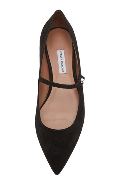 Shop Tabitha Simmons Hermione Pointed Suede Flats In Black