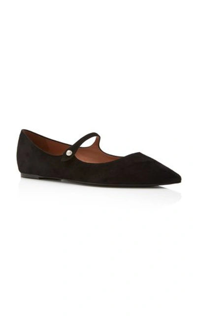Shop Tabitha Simmons Hermione Pointed Suede Flats In Black