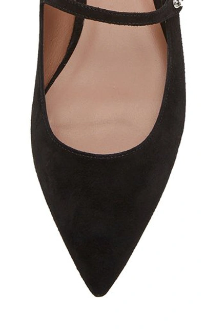 Shop Tabitha Simmons Hermione Pointed Suede Flats In Black