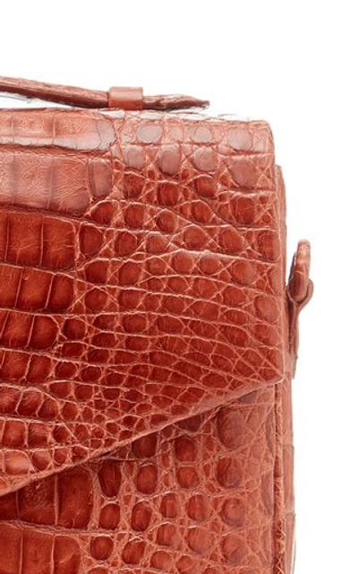 Shop Nancy Gonzalez Lucy Large Linen-trimmed Crocodile Bag In Brown