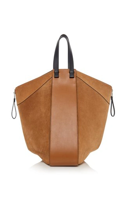Shop Loewe Hammock Large Suede And Leather Tote In Tan