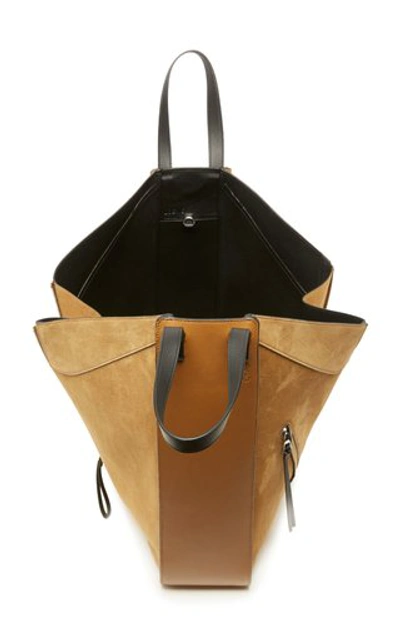 Shop Loewe Hammock Large Suede And Leather Tote In Tan