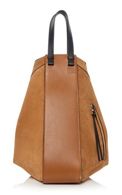 Shop Loewe Hammock Large Suede And Leather Tote In Tan