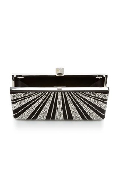 Shop Jimmy Choo Celeste Crystal-embellished Satin Clutch In Black