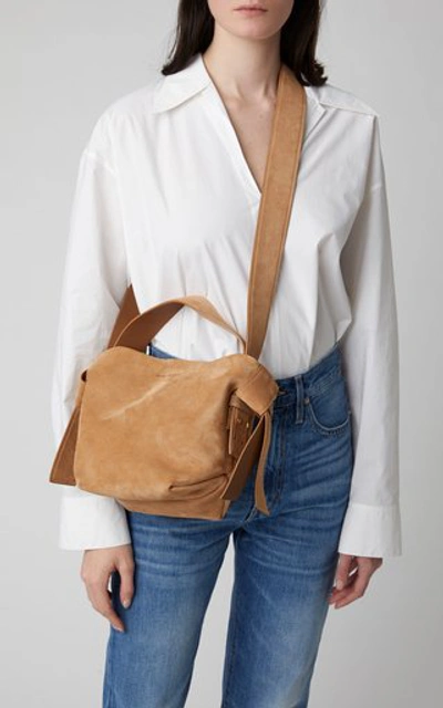 Shop Acne Studios Musubi Mini Knotted Suede Shoulder Bag In Neutral