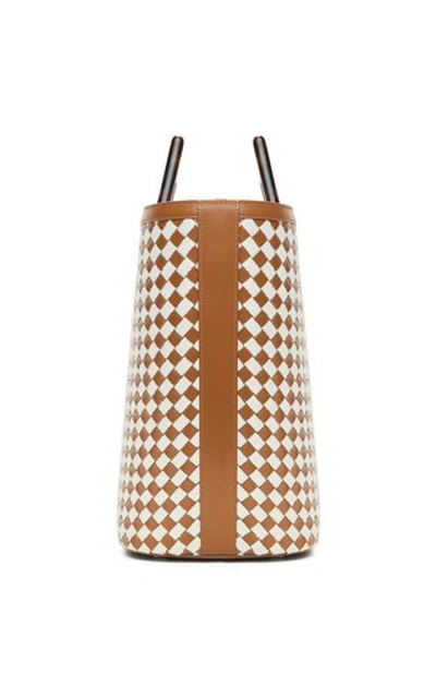 Shop Marina Raphael Riviera Two-tone Woven Canvas Tote In Brown