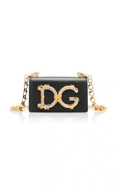 Shop Dolce & Gabbana Embellished Leather Crossbody Bag In Black