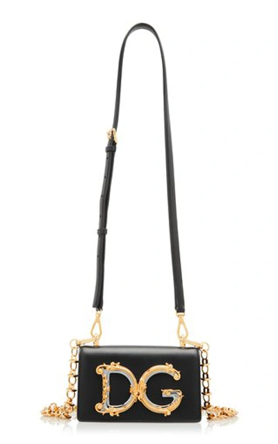 Shop Dolce & Gabbana Embellished Leather Crossbody Bag In Black