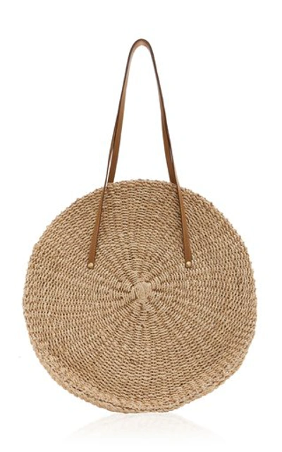 Shop Kayu Belen Leather-trimmed Woven Straw Tote In Brown