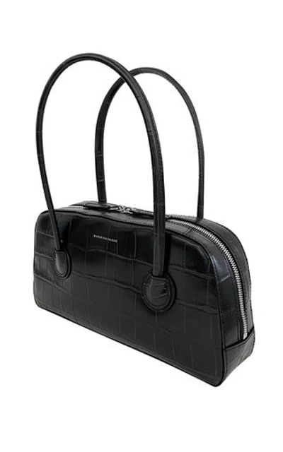 Bessette Bag w/ Cross Strap in Black Shiny Croco by MARGESHERWOOD