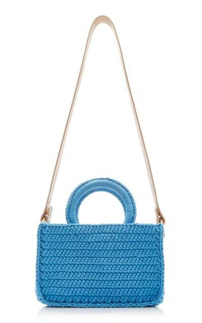 Shop Mizele Muze Braided Cotton Top-handle Bag In Blue