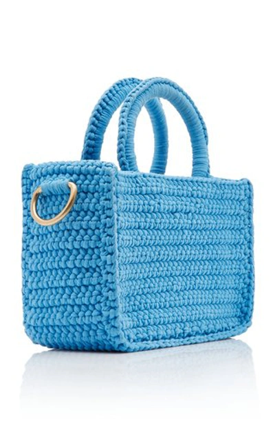 Shop Mizele Muze Braided Cotton Top-handle Bag In Blue