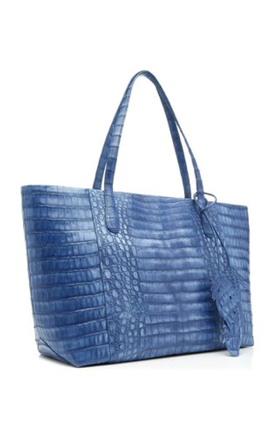 Shop Nancy Gonzalez Erica Medium Crocodile Zipper Bag In Blue